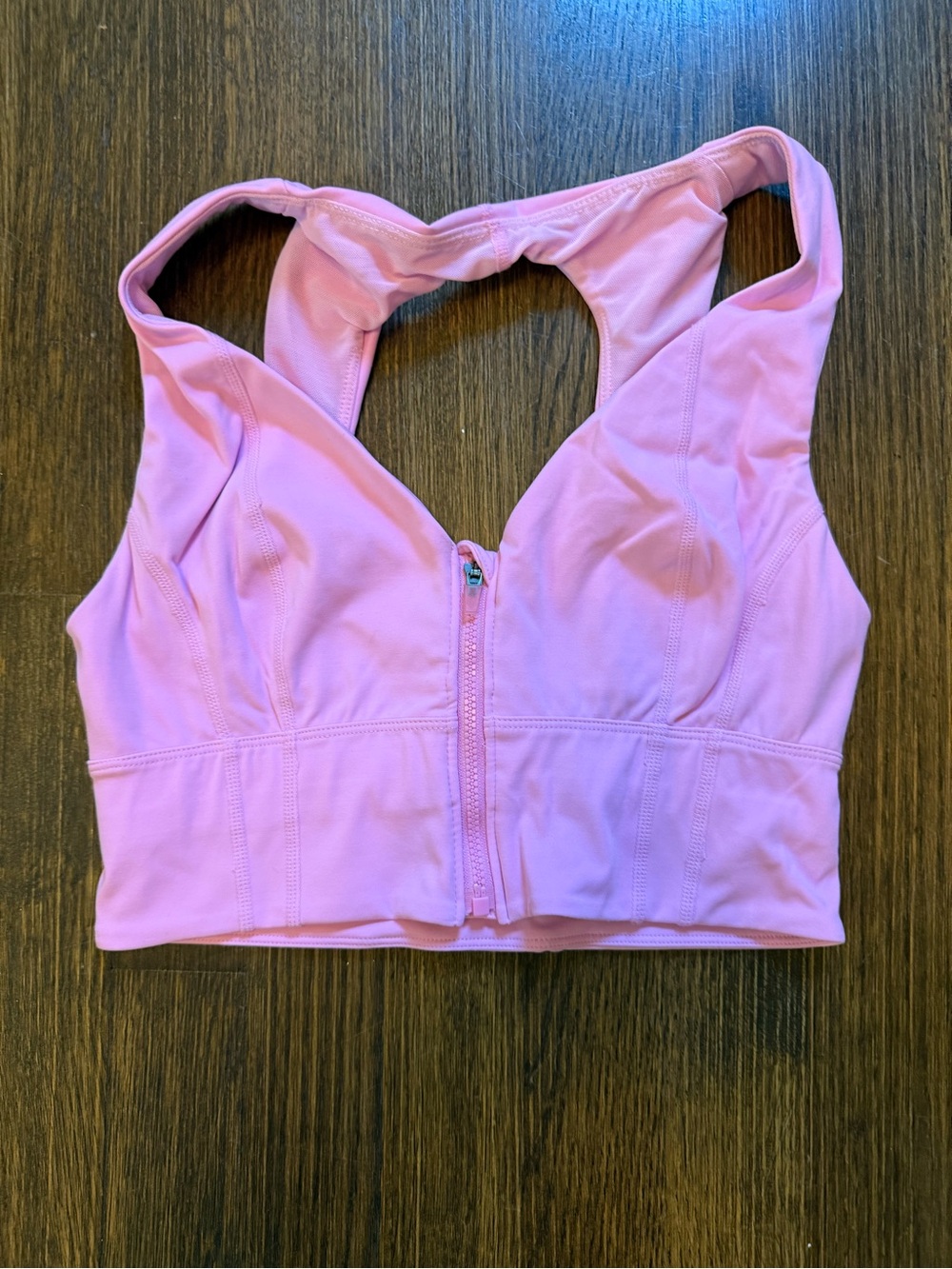 Free People Pink Front-Zip Racerback Sports Bra